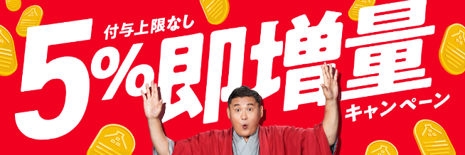 5%即増量！付与上限なし！新生活応援！ふるなびマネー即増量キャンペーン