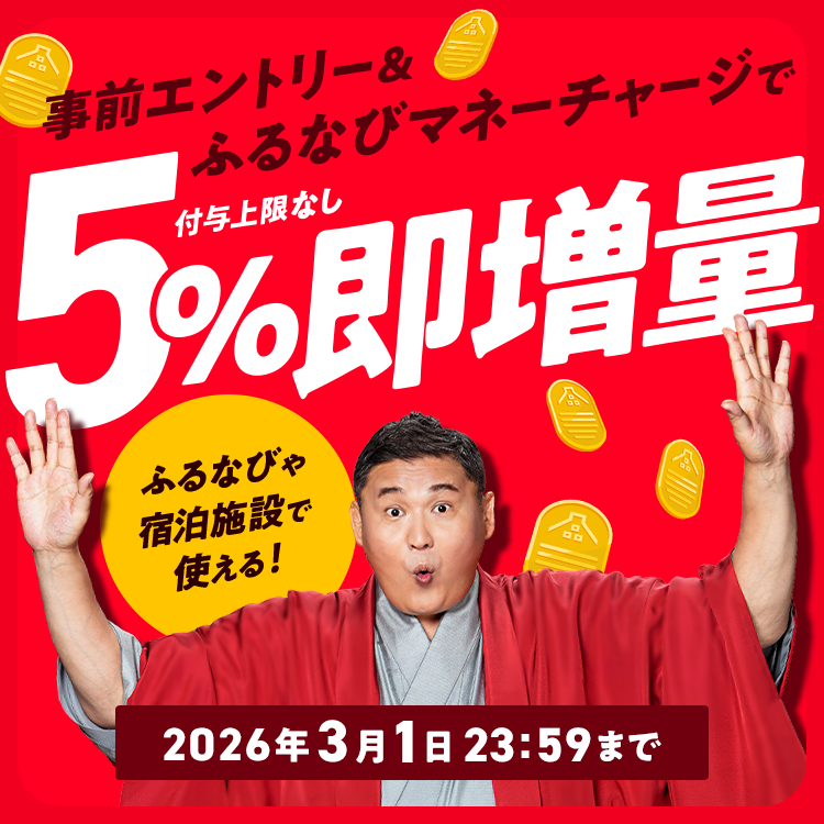 5%即増量！付与上限なし！新生活応援！ふるなびマネー即増量キャンペーン